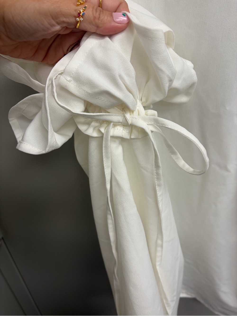 Easel White Ruffle Sleeve Drawstring Top - Picture 9 of 9